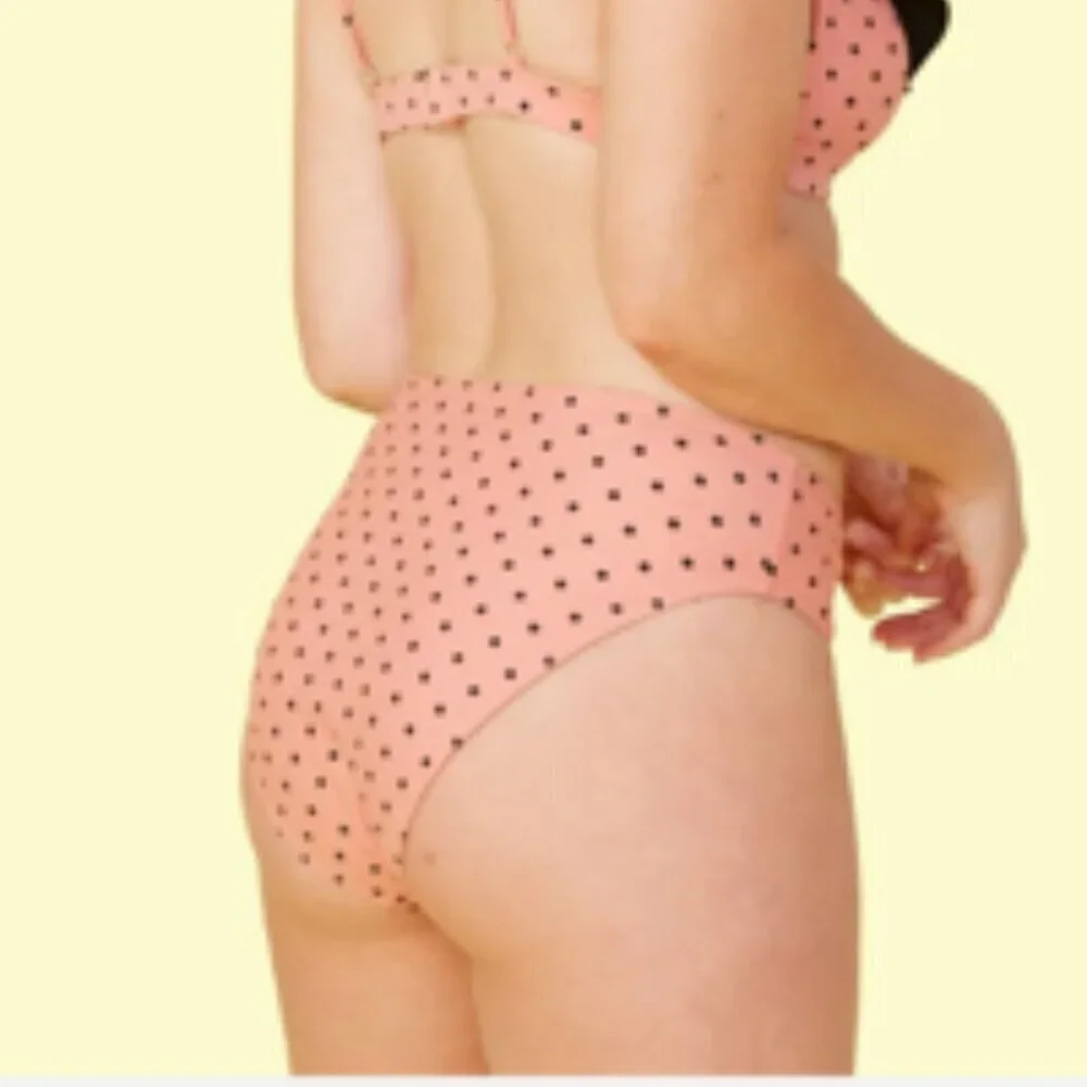 Summersalt NEW NWT High Cut Mid Rise Polka Dot Bikini Bottom Size 12